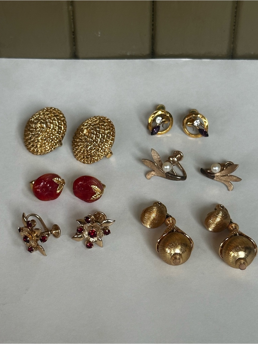 Vintage Clip-on & Screw-back Earrings lot 6 Pair
